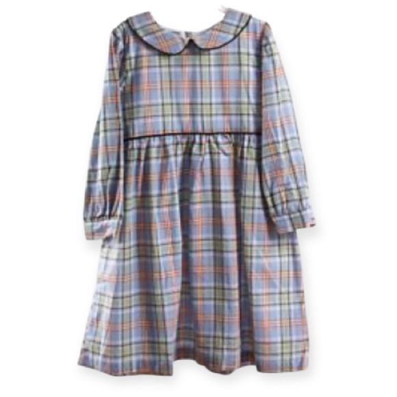 The Oaks Apparel Blue Plaid Dress Peter Pan Collar NWT - Picture 1 of 9
